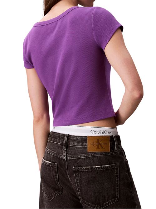 T-shirt in cotone viola Calvin Klein Jeans | LV047C200GWFX